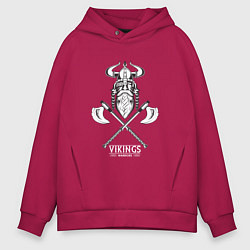 Толстовка оверсайз мужская Vikings - викинги, цвет: маджента
