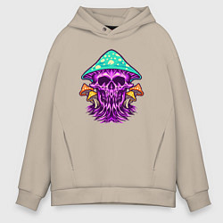 Толстовка оверсайз мужская Mushroom skull, цвет: миндальный