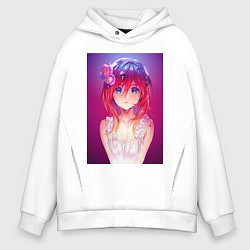 Толстовка оверсайз мужская Anime Girl refflex, цвет: белый