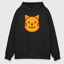 Толстовка оверсайз мужская Оранжевый котик счастлив, цвет: черный