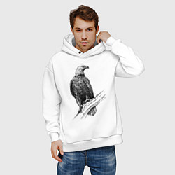 Толстовка оверсайз мужская Орёл на ветке, цвет: белый — фото 2