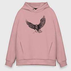 Толстовка оверсайз мужская Орёл машет крыльями, цвет: пыльно-розовый
