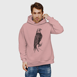 Толстовка оверсайз мужская Орёл на бревне, цвет: пыльно-розовый — фото 2