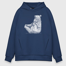 Толстовка оверсайз мужская Медведь сидит балдеет, цвет: тёмно-синий