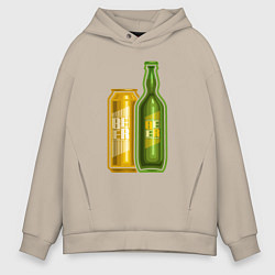 Толстовка оверсайз мужская Double beer, цвет: миндальный