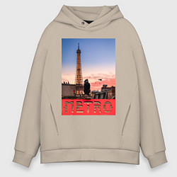 Толстовка оверсайз мужская Moмo - Париж, цвет: миндальный