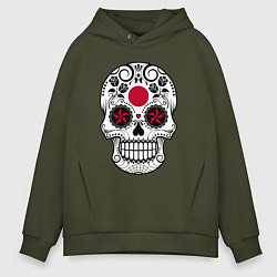 Толстовка оверсайз мужская Japan skull, цвет: хаки