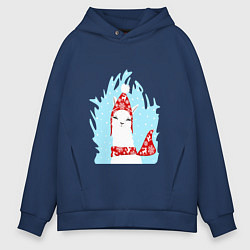 Толстовка оверсайз мужская Лама - альпака в шапочке, цвет: тёмно-синий