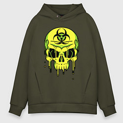 Толстовка оверсайз мужская Biohazard skull, цвет: хаки