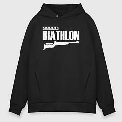 Толстовка оверсайз мужская Biathlon - снайпер, цвет: черный