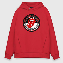 Толстовка оверсайз мужская Rolling Stones established 1962, цвет: красный