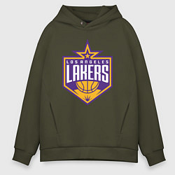 Толстовка оверсайз мужская Los Angelas Lakers star, цвет: хаки