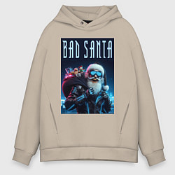 Толстовка оверсайз мужская Bad santa - ai art, цвет: миндальный