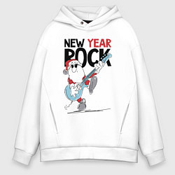 Толстовка оверсайз мужская New year - rock, цвет: белый
