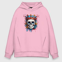 Толстовка оверсайз мужская Череп в короне падшего короля, цвет: светло-розовый