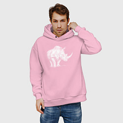 Толстовка оверсайз мужская Белый носорог стоит, цвет: светло-розовый — фото 2