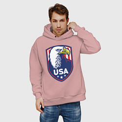 Толстовка оверсайз мужская Орёл США, цвет: пыльно-розовый — фото 2