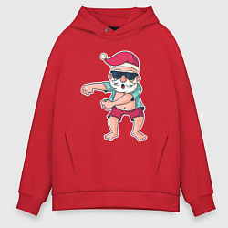 Толстовка оверсайз мужская Dabbing Santa, цвет: красный