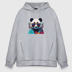 Толстовка оверсайз мужская Модная панда в солнечных очках, цвет: меланж