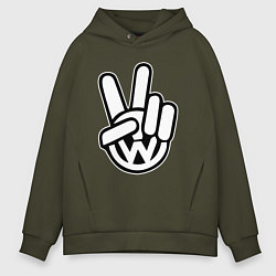 Толстовка оверсайз мужская Volkswagen peace, цвет: хаки