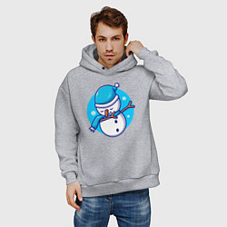 Толстовка оверсайз мужская Dab snowman, цвет: меланж — фото 2