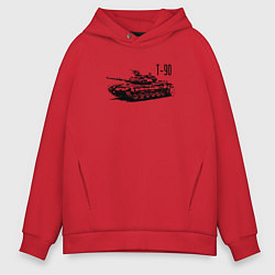 Толстовка оверсайз мужская Танк T-90, цвет: красный