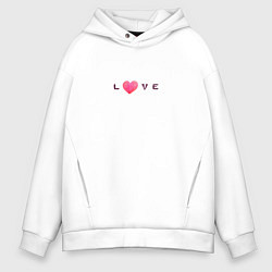 Толстовка оверсайз мужская Любовь и сердца, цвет: белый