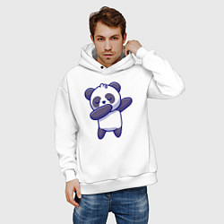 Толстовка оверсайз мужская Dabbing panda, цвет: белый — фото 2