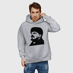 Толстовка оверсайз мужская Ленин в шапке, цвет: меланж — фото 2