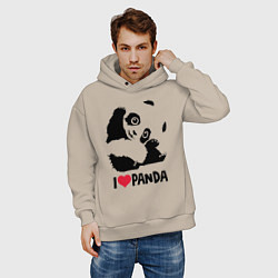 Толстовка оверсайз мужская I love panda, цвет: миндальный — фото 2
