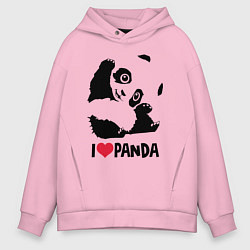 Толстовка оверсайз мужская I love panda, цвет: светло-розовый