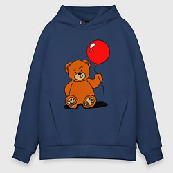 Толстовка оверсайз мужская Плюшевый медведь с воздушным шариком, цвет: тёмно-синий