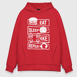 Толстовка оверсайз мужская Еда сон туризм, цвет: красный
