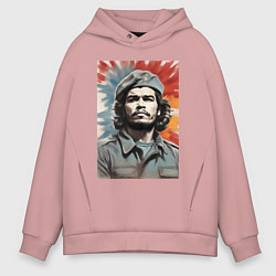 Толстовка оверсайз мужская Портрет Че Гевара, цвет: пыльно-розовый