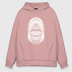 Толстовка оверсайз мужская Морда веселой гориллы, цвет: пыльно-розовый