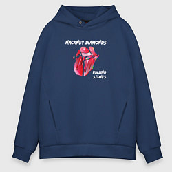 Толстовка оверсайз мужская The Rolling Stones - Diamonds tongue, цвет: тёмно-синий