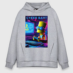 Толстовка оверсайз мужская Cyber Bart is an avid gamer, цвет: меланж