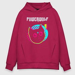 Толстовка оверсайз мужская Powerwolf rock star cat, цвет: маджента
