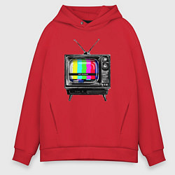 Толстовка оверсайз мужская Старый телевизор no signal, цвет: красный