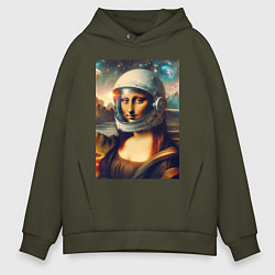 Толстовка оверсайз мужская Mona Lisa astronaut - neural network, цвет: хаки