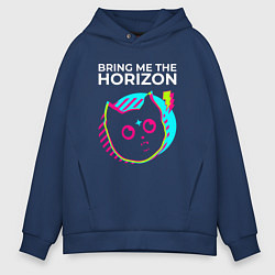 Толстовка оверсайз мужская Bring Me the Horizon rock star cat, цвет: тёмно-синий