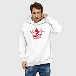 Толстовка оверсайз мужская Донорство крови, цвет: белый — фото 2