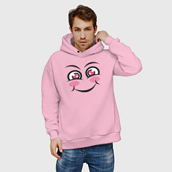 Толстовка оверсайз мужская Cute face, цвет: светло-розовый — фото 2