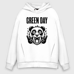 Толстовка оверсайз мужская Green Day - rock panda, цвет: белый