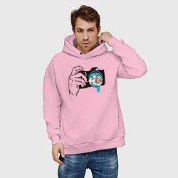 Толстовка оверсайз мужская Фотограф на природе, цвет: светло-розовый — фото 2