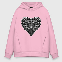 Толстовка оверсайз мужская Ribs heart, цвет: светло-розовый