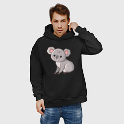Толстовка оверсайз мужская Cute koala, цвет: черный — фото 2