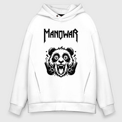 Толстовка оверсайз мужская Manowar - rock panda, цвет: белый