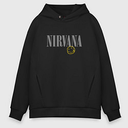 Толстовка оверсайз мужская Nirvana logo smile, цвет: черный