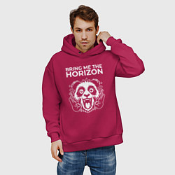 Толстовка оверсайз мужская Bring Me the Horizon rock panda, цвет: маджента — фото 2